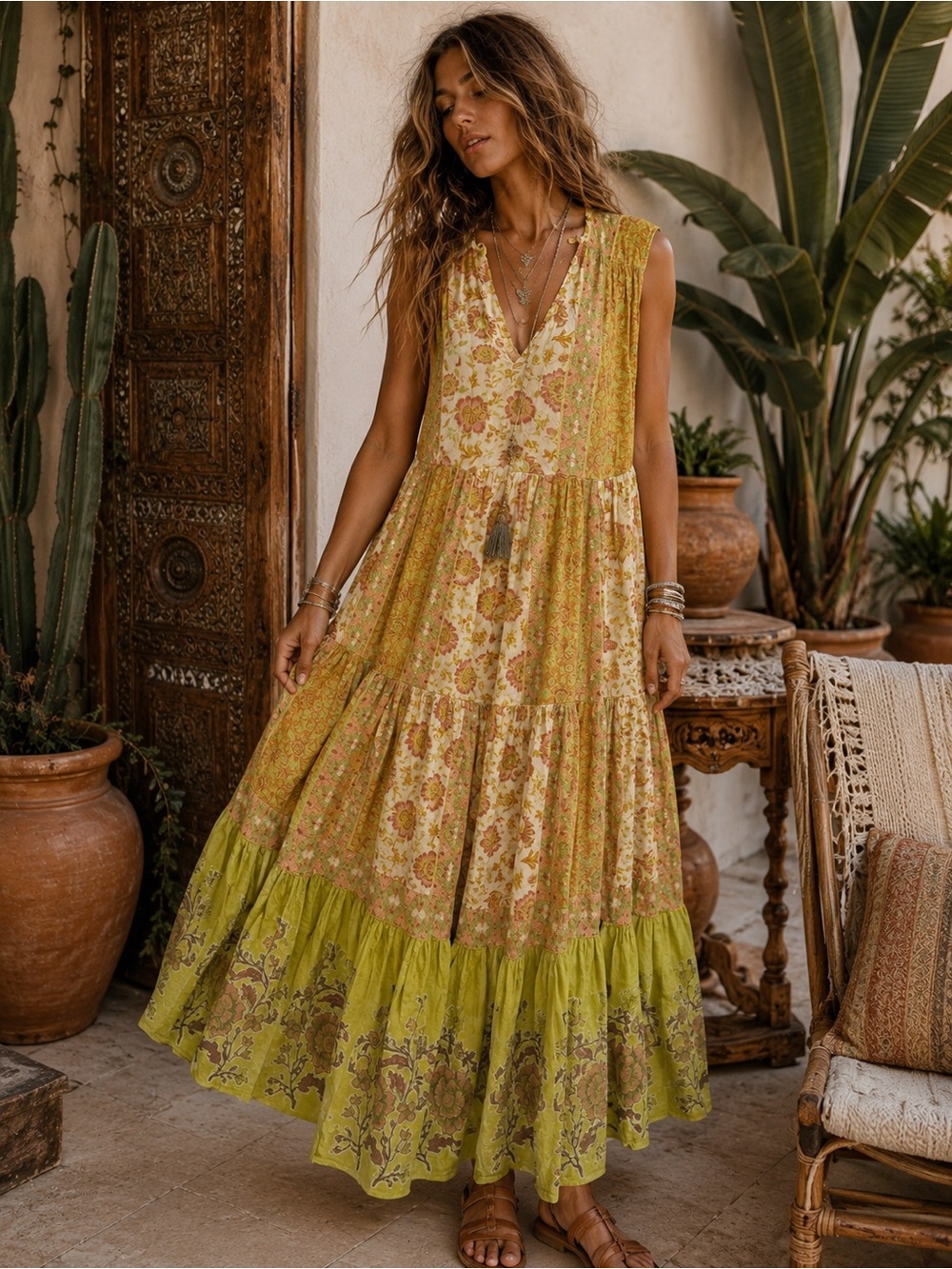 Free People Yellow Floral Maxi Dress
